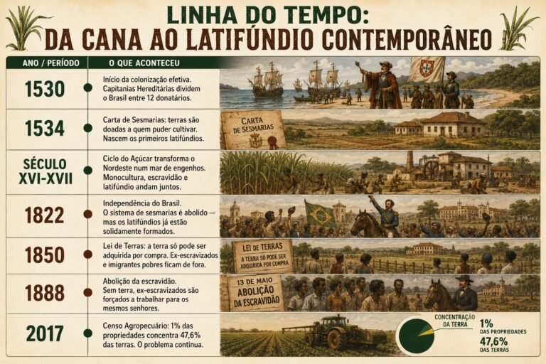 O Ciclo do Açúcar e a Formação do Latifúndio: por que a terra no Brasil é concentrada desde 1530?